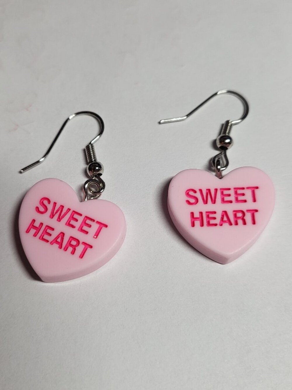 Y2K Pink Conversation Candy Heart "SWEET HEART" Dangle Earrings